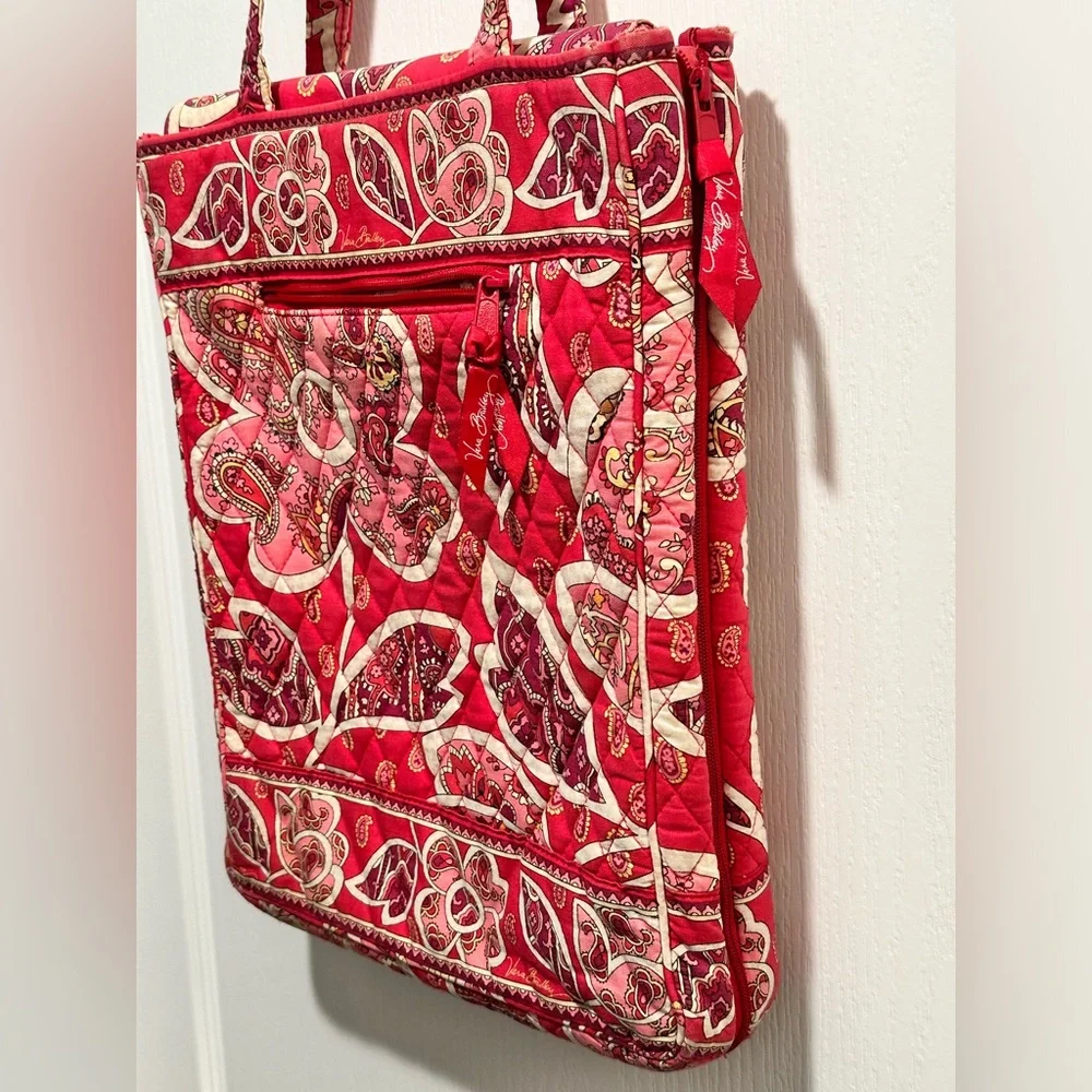 Vera Bradley Purse Laptop Travel Tote Rosy Posies Checkpoint Friendly Red Pink